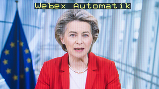 Foto: Präsidentin Ursula von der Leyen auf dem Monitor der Videokonferenz Foto: Präsidentin Ursula von der Leyen auf dem Monitor der Videokonferenz
